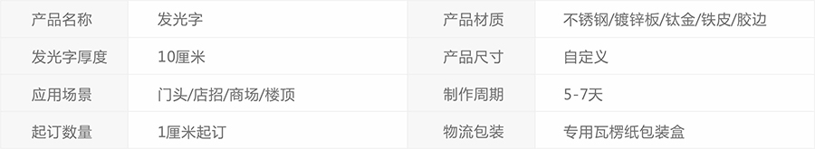 不锈钢平面发光字
